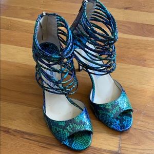 Jimmy Choo snakeskin strappy stiletto